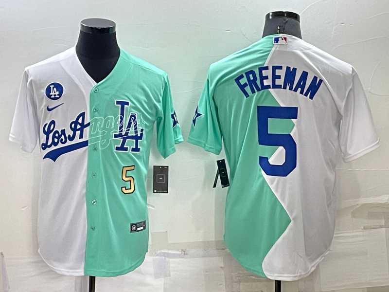 Los Angeles Dodgers5 Freddie Freeman White Green Number 2022 Celebrity Softball Game Cool Base Jersey,We sell and wholesale Los Angeles Dodgers5 Freddie Freeman White Green Number 2022 Celebrity Softball Game Cool Base Jersey on line form chian!